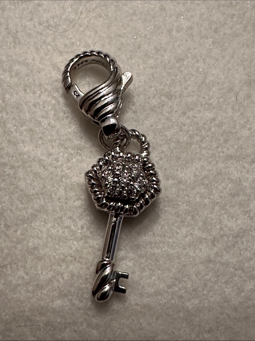 Judith Ripka Pavé Key Enhancer Charm – Sterling Silver Diamonique - Picture 2 of 4